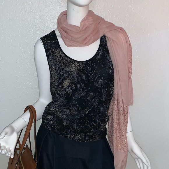 NIE + ZOE NAVY BLUE PRINT PATTERN TANK TOP LARGE - Picture 2 of 6